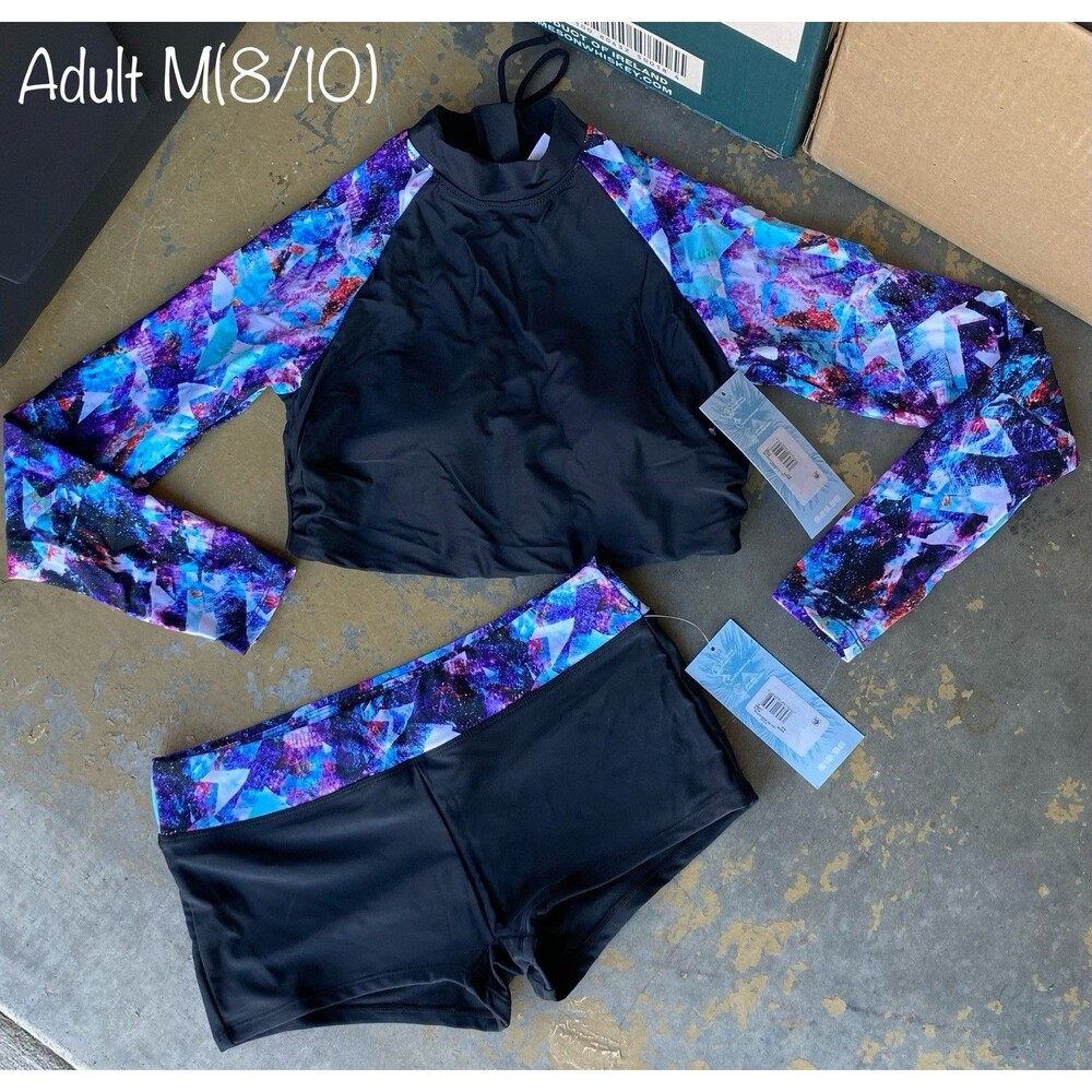 Laguna Adult Size M 8/10 Galaxy Rash Guard Swim Top and Shorts Set
